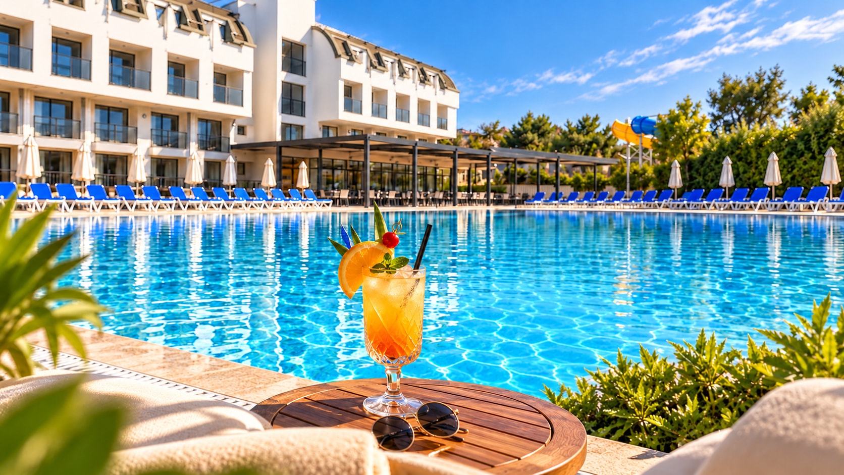 Laroxx Hotel havuz kenarında içecek ve dinlenme alanı